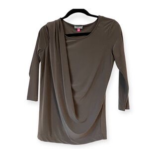 Vince Camuto Women's Small‎ Brown Draped Front Long Sleeve Dressy Blouse